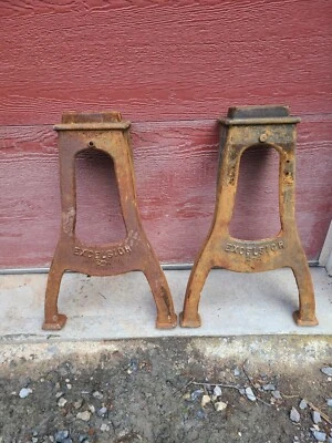 Antique Cast Iron Legs Industrial Table Base Lathe Excelsior RePurpose Table Leg - Image 1 of 4