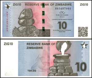 ZIMBABWE 10 ZIG 2024 UNC AA, FLÜSSIGES GOLD WIRD AUF EINEM STAPEL VON ZWÖLF GEFORMT - Bild 1 von 1