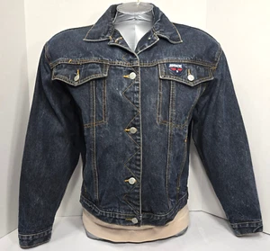 Vintage Womens Jordache North Star 45 MPR Logo Denim Jean Jacket Sz Large Retro - Picture 1 of 22