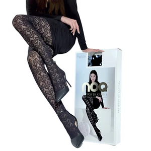 Women's Patterned Tights – Elegant Diamond Lace Fishnet Pantyhose Black HARISSA - Picture 1 of 4