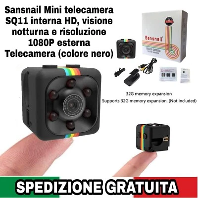 Mini telecamera SQ11 interna HD visione notturna e risoluzione 1080P  - Immagine 1 di 4
