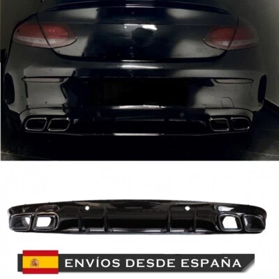 Difusor escapes para Mercedes Clase C C205 A205 Coupe Cabrio C63 All Black 14- - Imagen 1 de 4