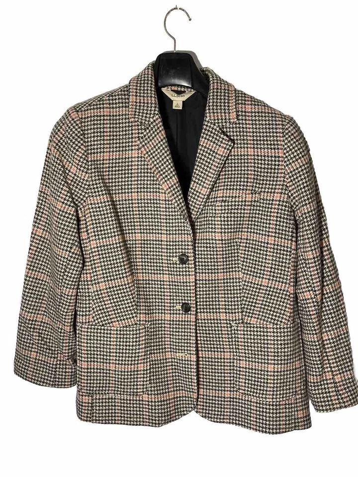 Blazer LL Bean Mujer Talla L Lana Bld Hacking-Ventana Patrón Espiga-USADO EN EXCELENTE ESTADO Foto 1 de 4