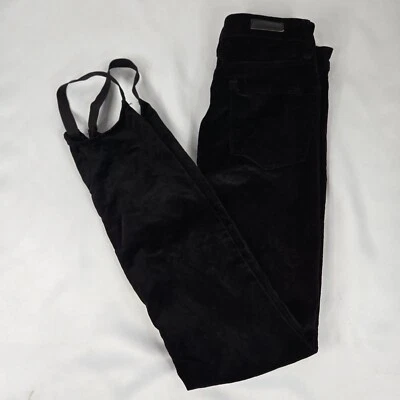 Stone Row Stirrup 紧身裤天鹅绒高腰黑色裤子 26 码 — 第 1/4 张图片