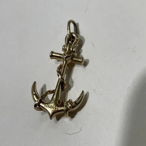 BAB B.A.B Ballou 14k Yellow Gold Anchor Nautical Charm Pendant - Picture 1 of 6