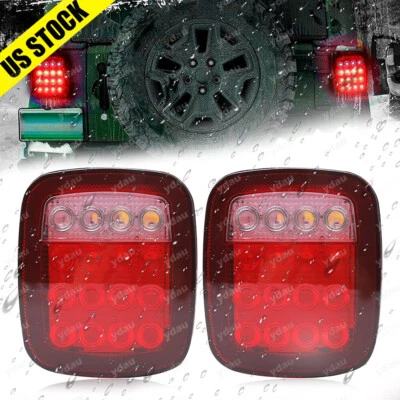 2x Luz marcadora LED de respaldo de freno trasero de giro de parada 16 para remolque Jeep semirremolque Foto 1 de 4