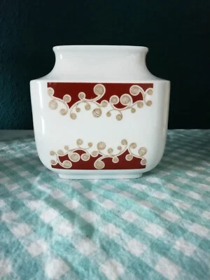 rechteckige schmale weiße Landhaus Vase - Bild 1 von 4