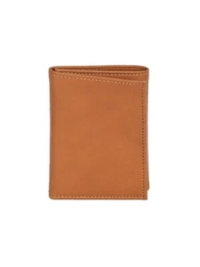 NEW SCULLY MEN'S BELTING LEATHER TRIFOLD ID WALLET TAN - Picture 1 of 3