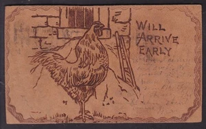 POSTAL DE CUERO, CIRCA 1900, LLEGARÁ TEMPRANO - Imagen 1 de 2