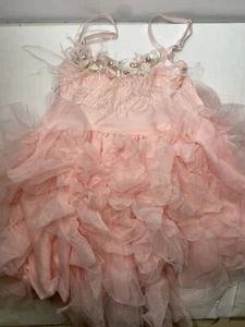 Girls Pink Fluffy Dress • Size 110 - Picture 1 of 2