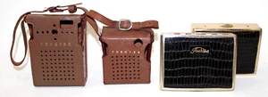 Konvolut 4 Vintage Toshiba Transistorradio Tragetaschen Leder, Aluminium - Bild 1 von 7