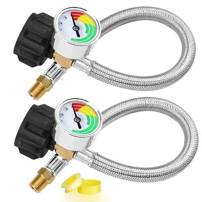 AEKOPS 15 RV Propane Hose Replacement with Gauge 2 Pcs Camper Propane Hose for Dual S