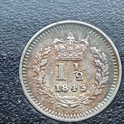 1843 QUEEN VICTORIA SILVER TREE HALFPENCE COIN VERY RARE SCARCE - Image 1 of 4