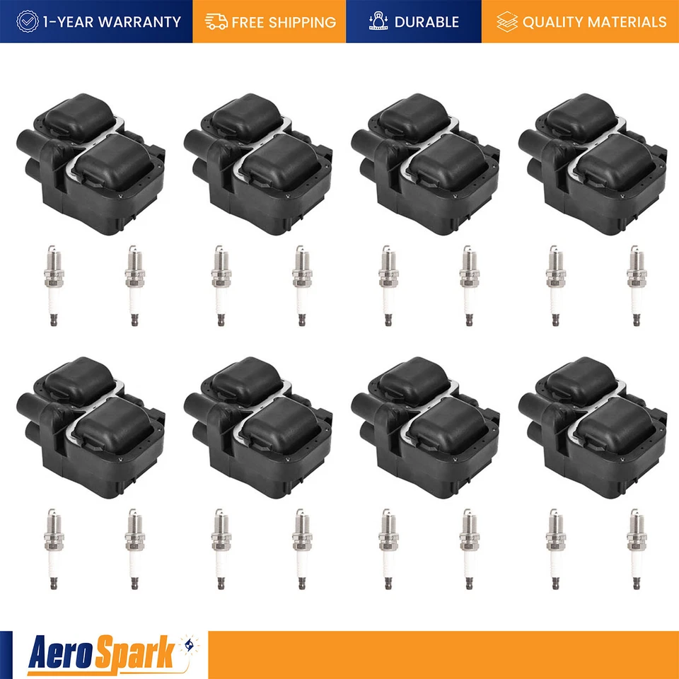 8 Ignition Coil & 16 Platinum Spark Plugs for 2001-2005 Mercedes-Benz C240 - Image 1 of 1