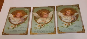 3 Vintage Bible Lesson Verse cards cherub children, 2 same, Psalm 23 on back - Picture 1 of 3