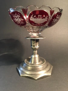 Kristallglas - Fussschale / Rubinrot / Allegorien / Böhmen 1830 - 40 - Bild 1 von 16
