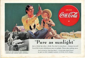 Coca Cola 1938 Pure As Sunlight Vintage Advertisement What A Drink! Western Ad - Picture 1 of 5