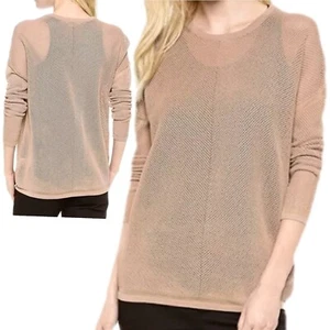 Vince Cocoa braun Langarm Netz offener Strick Stretchpullover Größe XS kostenloser Versand - Bild 1 von 7