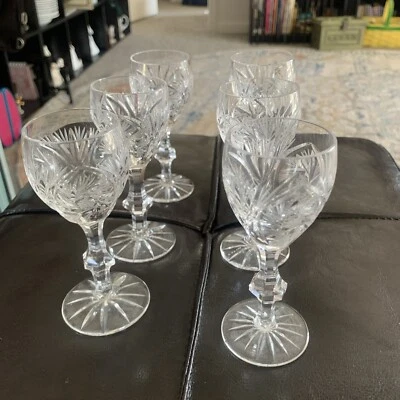 American Cut Barbara Crystal 4-5/8"  Cordial Glasses - Set of 6 - Excellent! - Image 1 of 4