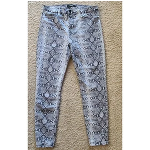 HUDSON Barbara Highrise Super Skinny Jeans Gray Metallic Python Women's Size 32 - Picture 1 of 9