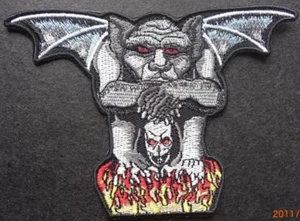 GARGOYLE SKULL - SEW ON IRON ON BIKER MOTORCYCLE PATCH - Picture 1 of 1