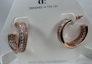 Bomb Party April Earrings - ER75892 "Magically Perfect" Diamond CZ On Rose Gold - Picture 1 of 4