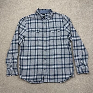 Camisa de franela con botones Vans para hombre talla L gris manga larga a cuadros skateboarding - Imagen 1 de 7