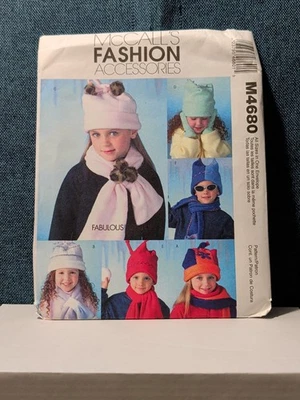 McCall's M4680 Fleece Accessories Pattern(2004) Poncho Hat Scarf Bag Mittens - Image 1 of 4