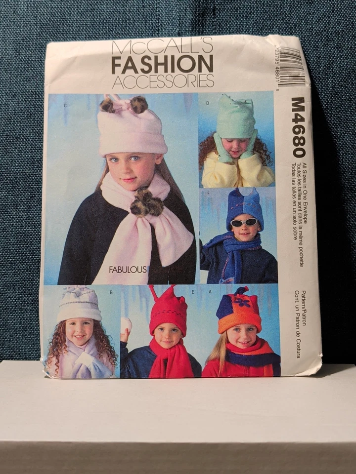 McCall's M4680 Fleece Accessories Pattern(2004) Poncho Hat Scarf Bag Mittens - Image 1 of 4