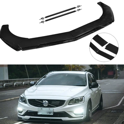 Front Bumper Lip Splitter Spoiler Glossy Black Body Kit For Volvo V60 V90 S60 - Изображение 1 из 4