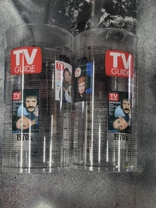 2 Retro TV Guide Plastic drink cups tumblers Featuring TV Shows 1950's-1990’s - Picture 1 of 3