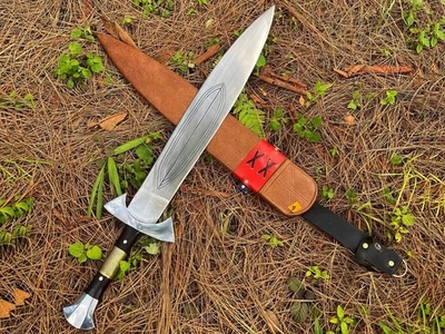 Espada vikinga de supervivencia de hoja de acero al carbono hecha a mano personalizada | Caza | 32 pulgadas Foto 1 de 4