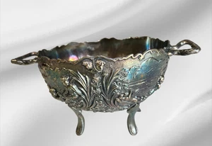 Antiguo Negbaur NY Plateado Cuenco Querubines Repoussé 4 Patas Raro No. Estilo 256 - Imagen 1 de 8