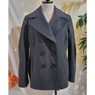 Chaqueta gris MICHAEL Michael Kors chaquetón de lana de doble botonadura para mujer talla L Foto 1 de 4