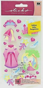 Pergament Prinzessin Rosa Einhorn Schloss Glas Slipper Diadem Sticko Aufkleber - Bild 1 von 1