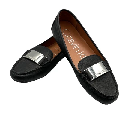 Calvin Klein Talla 6 Mujer’s Mocasines Negros Mocasín Zapatos Diseñador NUEVO Sin Caja Foto 1 de 4