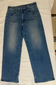 Mutter Taille Tie Patch Rambler Jeans Hop On Hop Off Waschung Gürtel gerade 32 LESEN - Bild 1 von 9