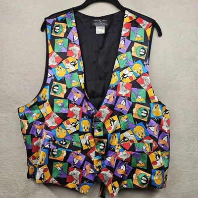 Vintage 1993 Looney Tunes Silk Button Up Single Breasted Vest Men's Size L/XL - Image 1 of 4