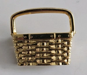 Vintage Spilla spilla Paquette Gioielli Longaberger Cestino da Picnic Tono Oro  - Foto 1 di 8