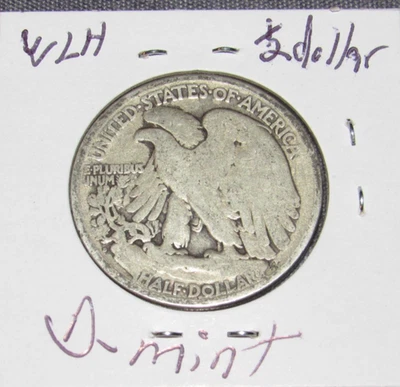 Silver 1929 d Denver Mint Silver Walking Liberty Half Dollar 1/2 WLH - Image 1 of 4
