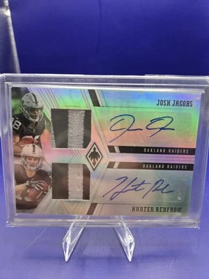 2019 Panini Phoenix - Dual Patch Autographs Josh Jacobs, Hunter Renfrow #DPA-OAK - Image 1 of 2