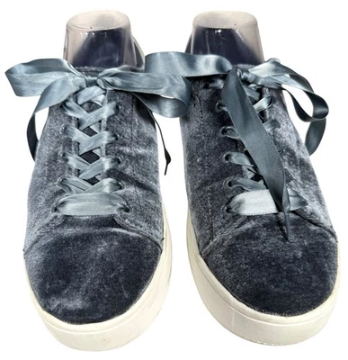 Tênis Steve Madden tamanho 9.5B BOGART veludo azul deck shoes + cadarços de fita - Imagem 1 de 4