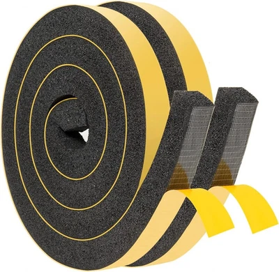Foam Weather Stripping Seal Tape Anti-Vibration AC Seal Strip, 1" x 1" - 13ft - Image 1 of 2