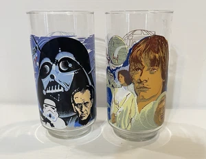 Juego de 2 vasos Star Wars Burger King 1977 Darth Vader Luke Skywalker Leia - Imagen 1 de 7