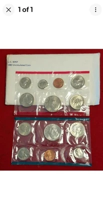 Lot Of 5 1980 US Mint 13 Coin Uncirculated Sets FV 4.82 3x Susan B Anrhony. - Image 1 of 4