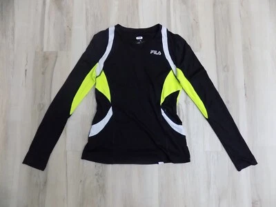 Camisa Fila Sport Mujer Manga Larga Pequeña Negra Rendimiento Exterior Top Foto 1 de 2