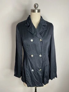 VINTAGE Trent Nathan Size 12 100% Silk MOP Button Up Jacket Womens Long Sleeve - Picture 1 of 11