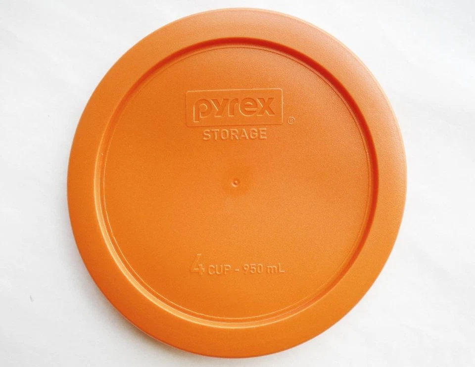 1 PYREX Storage 4 Cup ROUND ORANGE 6" PLASTIC COVER 950ml BPA Free 7201-PC *New - Image 1 of 1