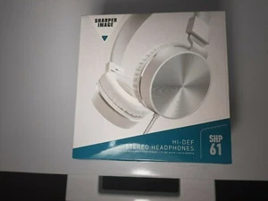 HI DEF STERO HEADPHONES SHP 61 SHARPER IMAGE White HD 3.5 jack Christmas - Picture 1 of 3