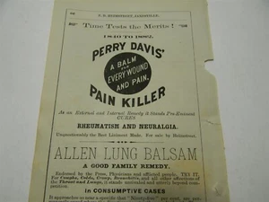 1882 Quack Medicine Ad - Perry Davis' Pain Killer & Allen Lung Balsam - !2 - 1G2 - Picture 1 of 4